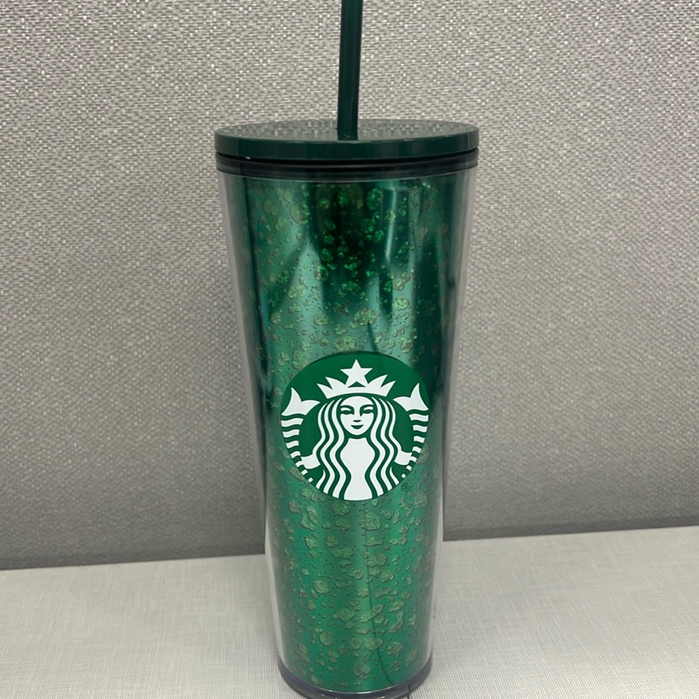 Starbucks Holiday Glitter‎ Green Cold Cup 24oz